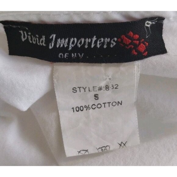 Vivid Importers Top Small Trumpet Sleeves Tie Back Lightweight Cotton - Picture 8 of 10